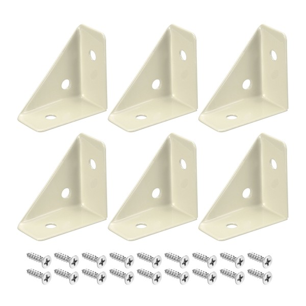 6 Stk Winkel-Eckwinkel, 38X19X38Mm Aus Kaltgewalztem Stahl Mit Schrauben (Beige)-image