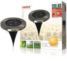 Ranex ra-5000389 runder LED-Solar-Bodenstrahler aus gebürstetem E