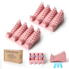 SILICONE SOAP DISH WITH SUCTION  DRAIN UPGRADE NONSLIP SELF DRAINING SOAP HOLDE