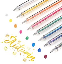 Glitter Gel Pens, 8 Colors Glitter Colored Pens, 1.0mm Metallic Sparkle Color...
