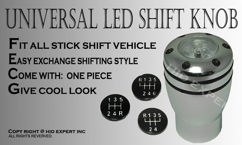 Perilla de cambio de aluminio JDM con LED rojo Sport Racing manual palanca de cambios roscada F258 Foto 4 de 4