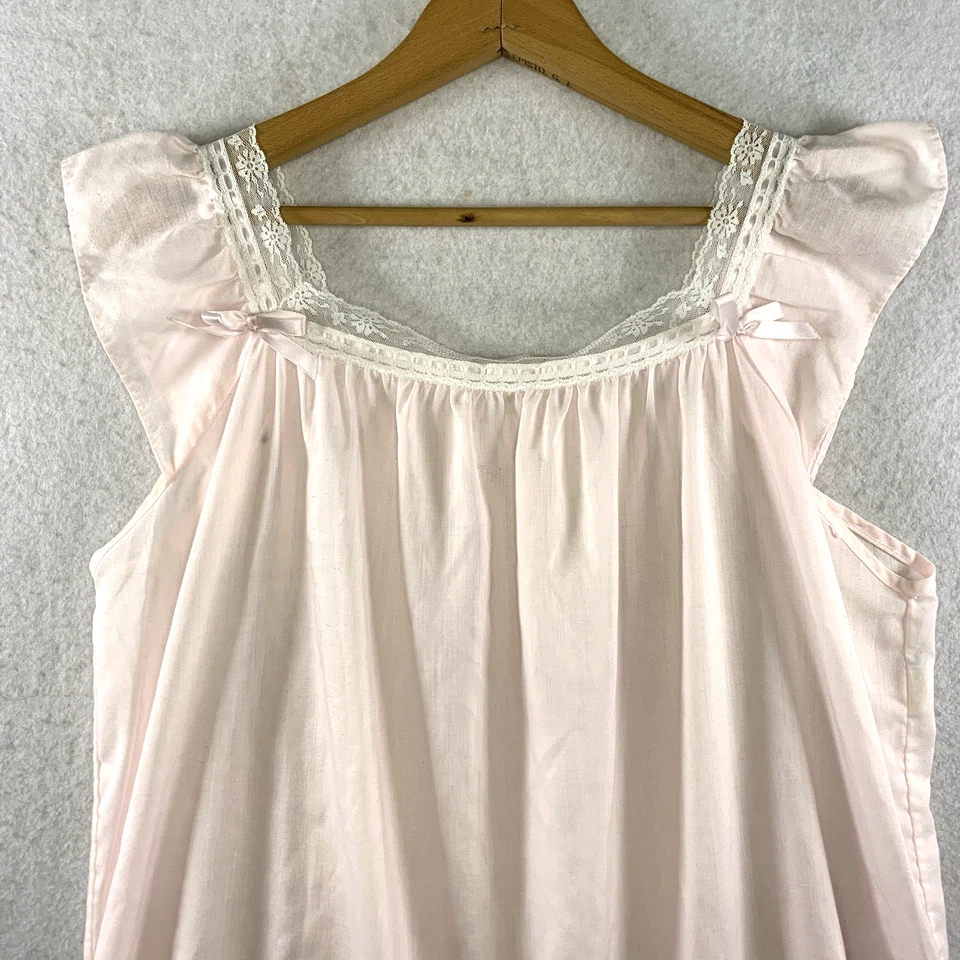 Vestido de pijama de colección Sears para mujer talla M rosa pálido lazos cabaña suave niña ligero Foto 2 de 4