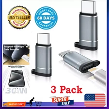 USB C to Lightning Adapter 3 Pack [Mfi Certified] Lightning Female to USB C