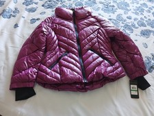 Guess Womens Jacket Quilted Puffer Zip Front Mock Collar Insulated Magenta
