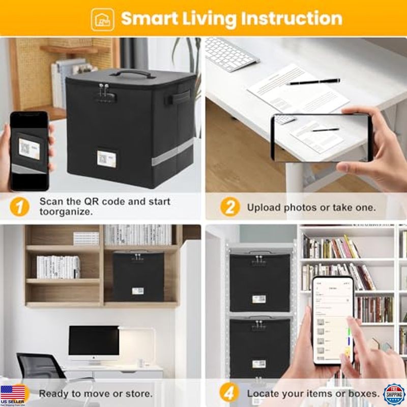 Medium Next of Kin Box Organizer with Smart Labels, Fireproof Foldable File