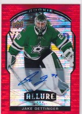 2020-21 Upper Deck Allure Jake Oettinger Rookie Red Rainbow Auto #017/299