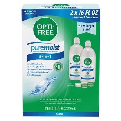 OPTI-FREE Puremoist Contact Lens Solution, Hydrating & Disinfecting Care