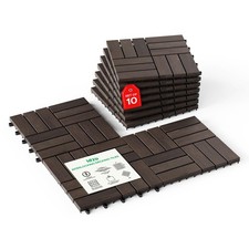 Interlocking Deck Tiles-10PCS Waterproof Acacia Wood Patio Tiles, Flooring for