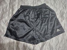 Adidas Satin Mens Vintage Soccer Shorts Silky Shiny Mens Large Dark gray/black