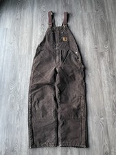 Carhartt R06 Brown Duck Double Knee Bib Overalls Men s 36x30 Vintage USA Y2K