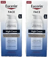 LOT OF 2 Eucerin Face Immersive Hydration Night Cream 2.5oz./71g EACH