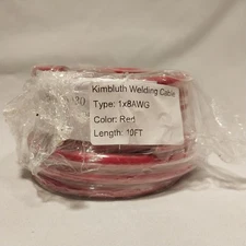 Kimbluth 8AWG Welding Cable Battery Solar Leads Copper Wire 10' FT Red