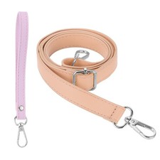 28-52 Inch Adjustable PU Leather Purse Strap with Wristlet, Pink/Silver