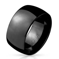 Stainless Steel Men's Black 11mm Wide Domed Band Ring Size 9-14