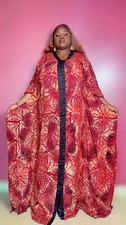 Women's African Print Modern Rich Auntie Adire Crepe Bubu One size Dress