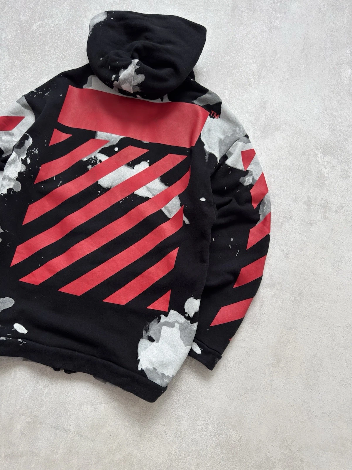 Felpa con cappuccio e zip Y2K Off White oversize macchie liquide all over