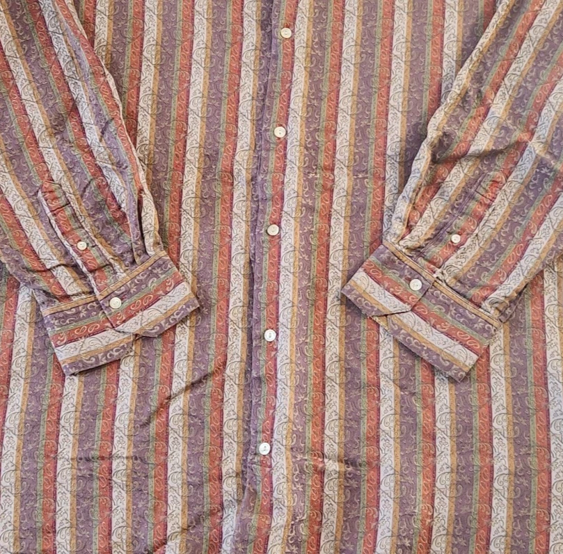 Robert Graham Silk Shirt Mens 4XLB Paisley Limited Edition Flip Cuff Flip Collar - Image 3 of 4