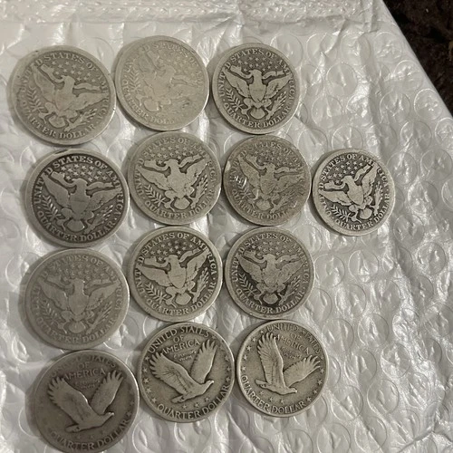 barber silver quarters coins us lot