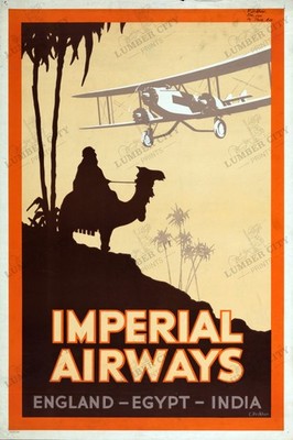 Imperial Airways 1927 England Egypt India Travel Poster Wall Art Print Retro