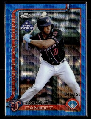 2025 Topps Pro Debut Agustin Ramirez Chrome Blue Wave Refractor #/150 card