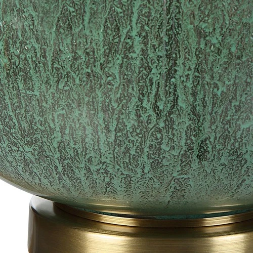 Uttermost 30238-1 Nataly Table Lamp Crackled Aged Green Glaze and Antique Brass - Picture 3 of 7