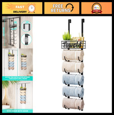 6-Tier Over Door Towel Rack  Wall Mount Organizer - Rolled Towel Storage Holder