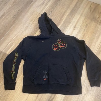 Vintage Nike XL Black Fleece Pullover Hoodie Go The Extra Smile Graphic Print