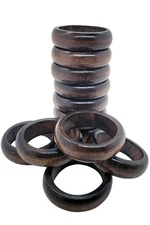 12-Pack Dark Brown Bamboo Napkin Rings - Thin, Solid Wood Rings