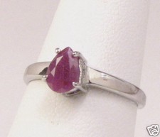 Pure Sterling Silver Pear Ruby Ring Sz 7.0   RR83