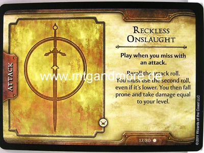 D&D Fortune Cards - 2x Reckless Onslaught  #017