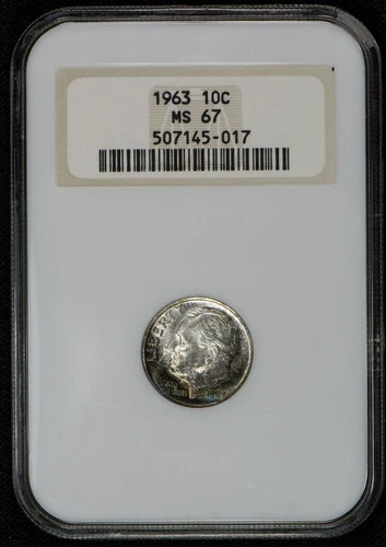 1963 10c SILVER ROOSEVELT DIME, NICE ORIGINAL TEAL TONING *NGC MS 67* LOT#V317