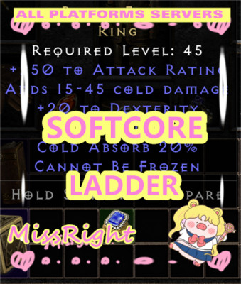 Raven Frost Ring Unique Ring Diablo 2 D2R Softcore LADDER PC-SWITCH-PS-XBOX