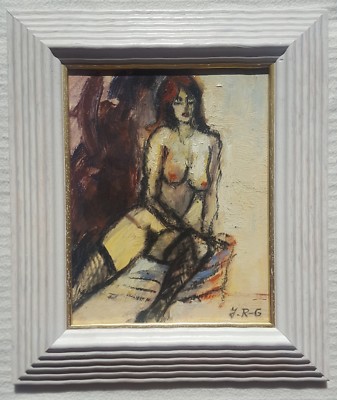 Johannes Rother - Glas (1956-) Original Ölgemälde auf Karton weiblicher Akt signiert