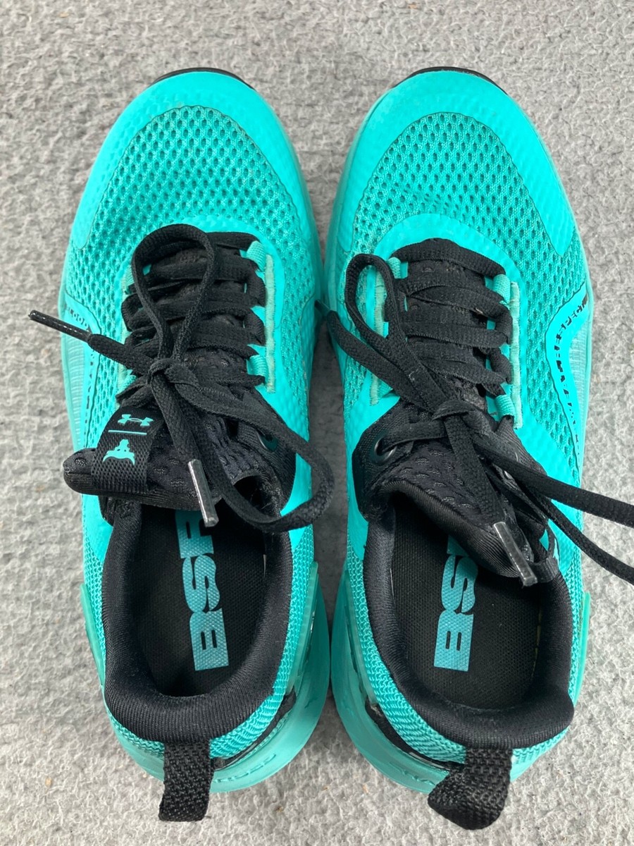 Under Armour Womens Project Rock BSR 3 Low Size 7 Blue Green Gym