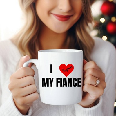 Personalized / Custom I Love My Fiance Coffee Mug Morphing Valentine's Gift For