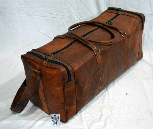 Leather Genuine Bag Travel Men Duffle Gym Luggage S Vintage Overnight Weekend - Picture 3 of 8
