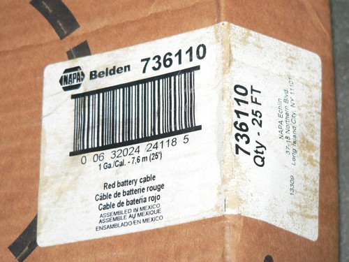 736110 NAPA/Belden 1 Gauge RED Battery Cable 25 Feet - Picture 2 of 3