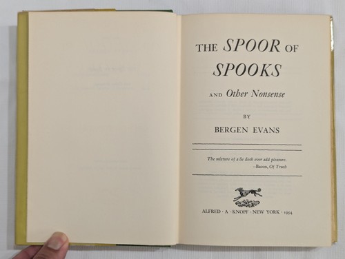 Bergen Evans The Spoor of Spooks and Other Nonsense 1954 Hardcover First Edition - Picture 13 of 24