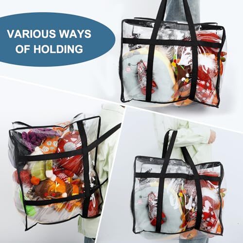 6Pack Clothes Storage Bags, Vinyl Comforter Blanket Storage Bags 40L Clear - Picture 6 of 6