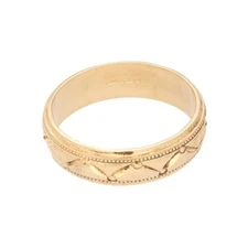 18Carat Yellow Gold Patterned Milgrain Edge Wedding Band (Size K) 5mm Wide