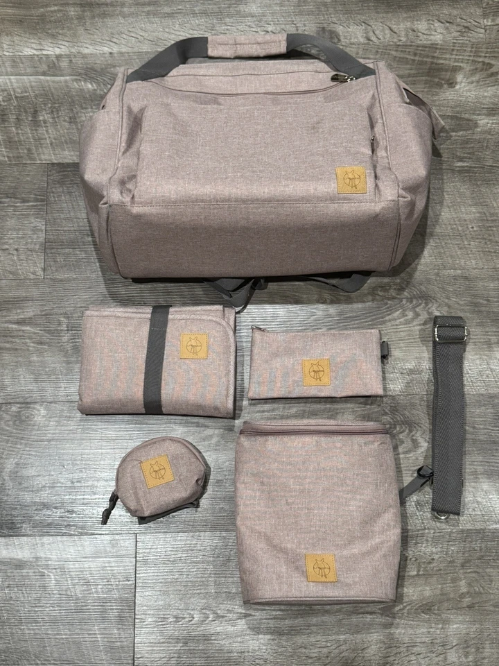 Lassig Goldie Diaper Backpack for Twins - Rose - Image 2 of 4