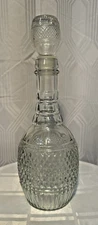 Vintage Diamond Cut Glass Decanter MD 1975 Mogen David Bar Wine - Whiskey Bottle