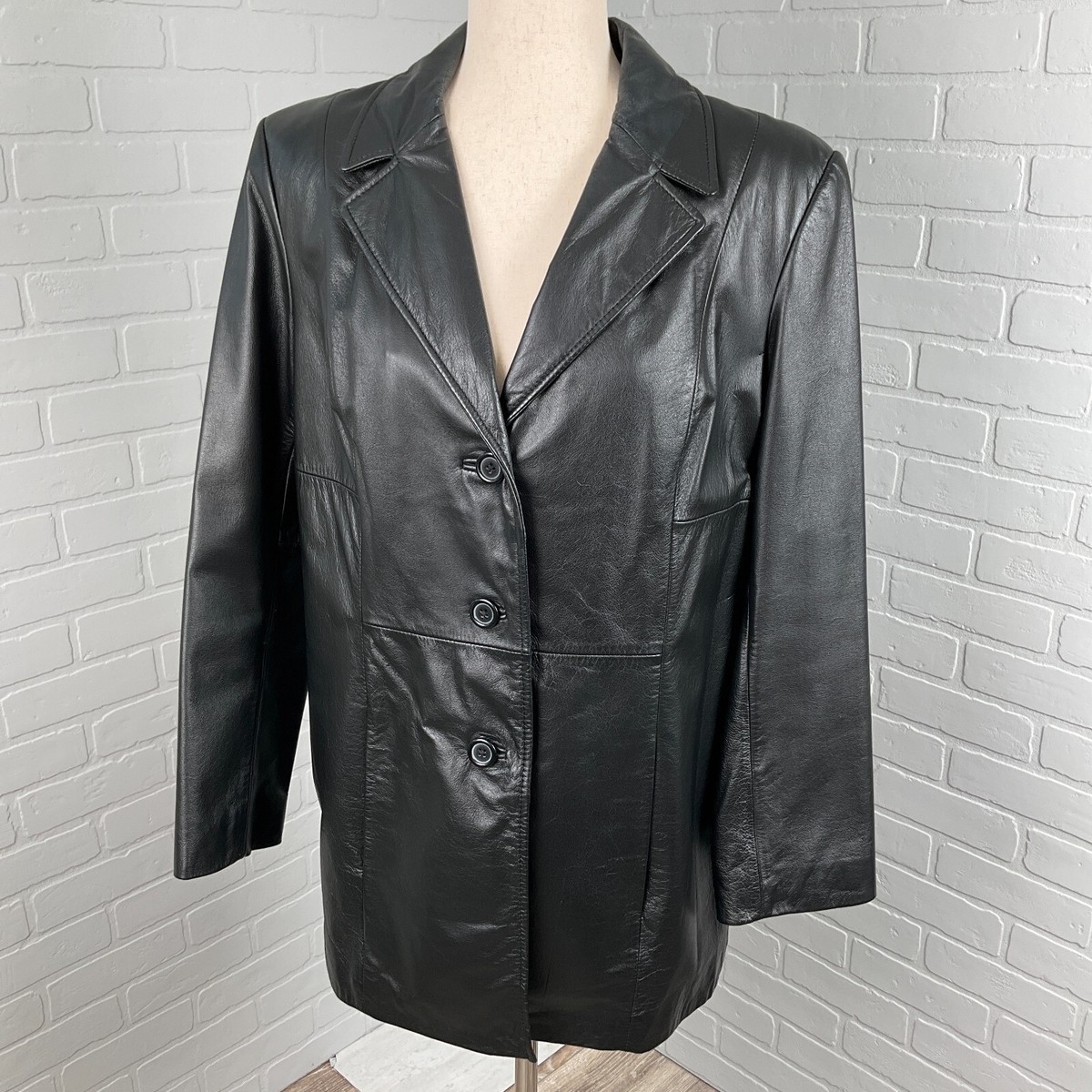 Preston & York Jacket Women Medium Petite Black Leather Y2K
