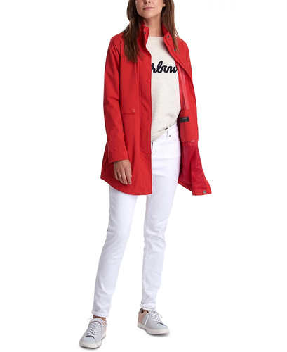 Barbour Katafront Concealed Hood Waterproof Jacket / Rain Coat, Poppy Red, US-4 - Picture 21 of 21