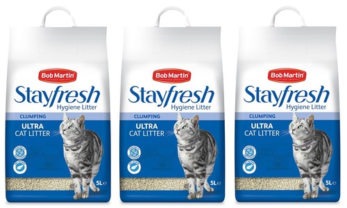 3 x Bob Martin Stayfresh lettiera igienica agglomerata lettiera ultra per gatti 5 litri - Foto 4 di 4