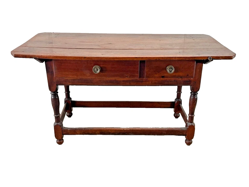 古董 William Mary 核桃农场桌 Pa 酒馆酒吧伸展器底座 18 世纪 — 第 2/4 张图片