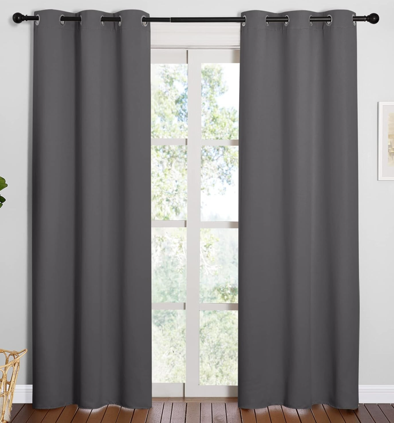 NICETOWN 42x84 Blackout Curtains Set of 2 Thermal Insulated Noise Reducing Panels in Gray