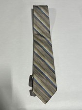 Mens Giorgio Cosani Beige Multicolor Stripe Pattern Tie Pure Silk Hand Made NEW