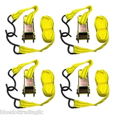 4pc 1"X13' Ratcheting Tie Down Cargo Straps Hauling Moving Truck Bed Motorcycle