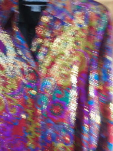 Saks Fifth Avenue Starington Metallic Foiled Silk Blouse Long Sleeve Sz 4 Top - Picture 19 of 22